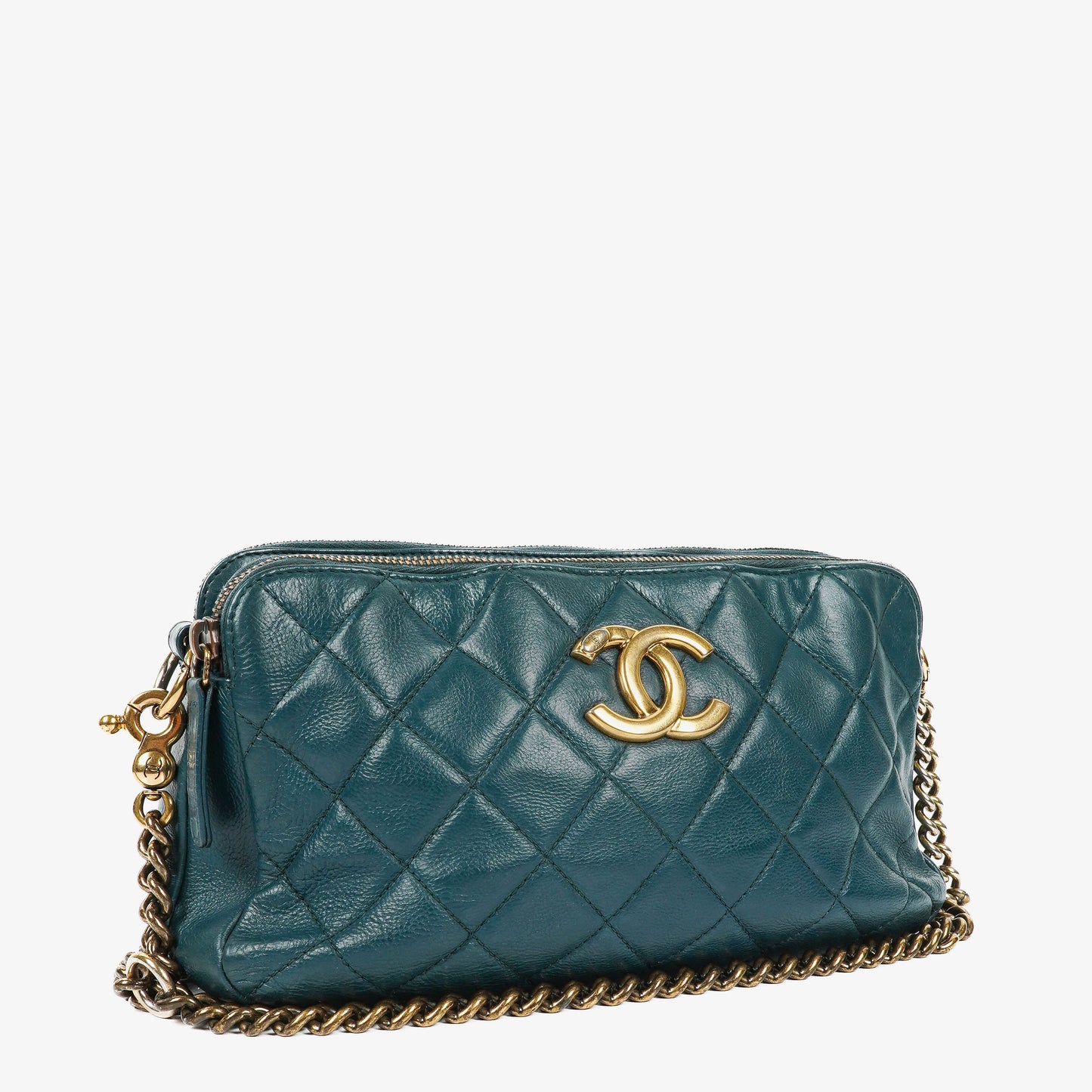 Chanel Crown CC Double Zip Quilted Leather Bag