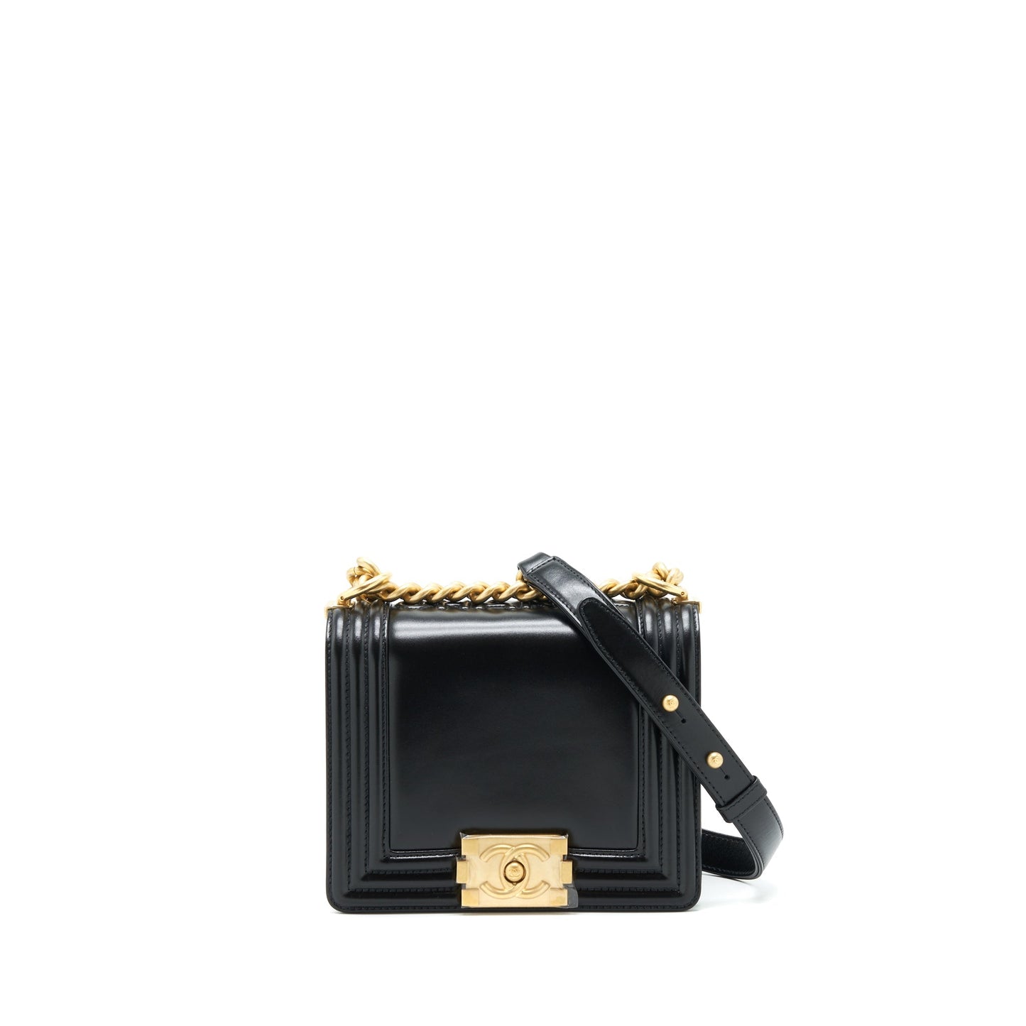 Chanel 22P Mini Boy chain handbag Calfskin black