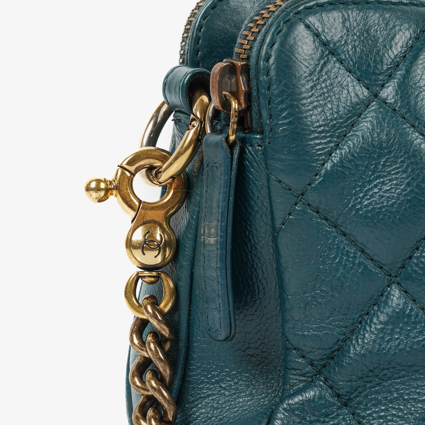 Chanel Crown CC Double Zip Quilted Leather Bag