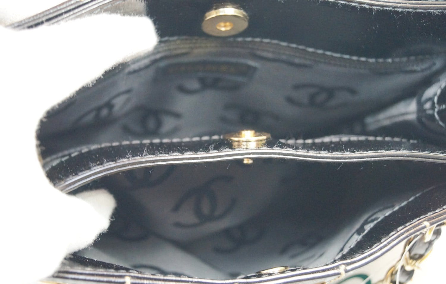 CHANEL Black Square Stitch CC Tote Shoulder Bag