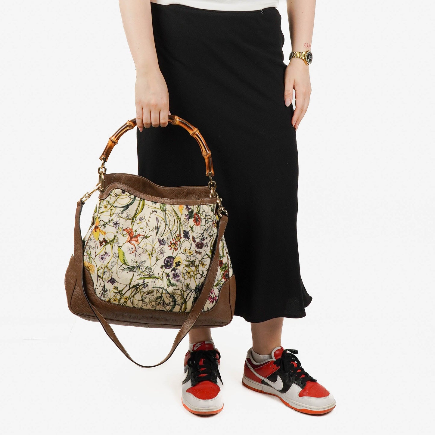 Gucci Bamboo Flora Diana Tote Bag