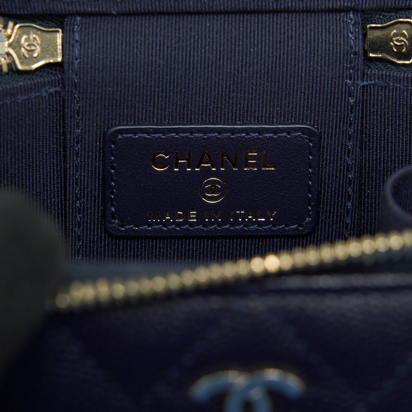 Chanel Small Vanity with Chain Navy Blue with L