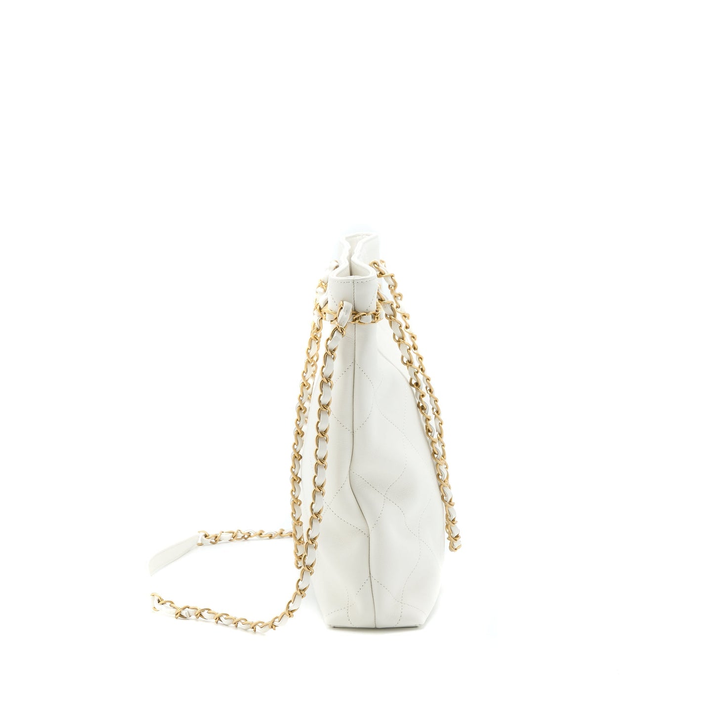 Chanel Tote Bag Quilted Calfskin White Brushed
