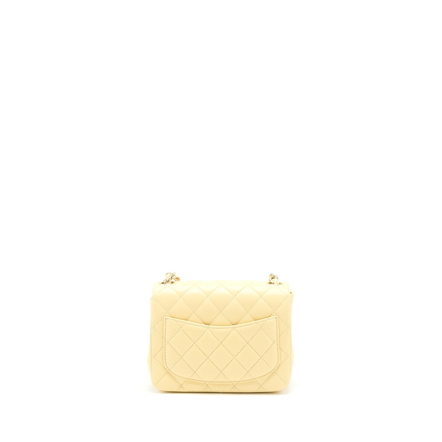 Chanel Mini Square Flap Bag Lambskin Light Yellow L