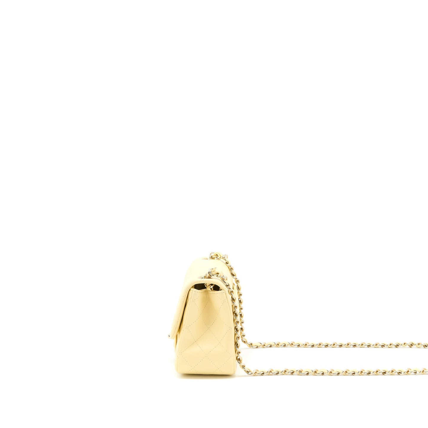 Chanel Mini Square Flap Bag Lambskin Light Yellow L
