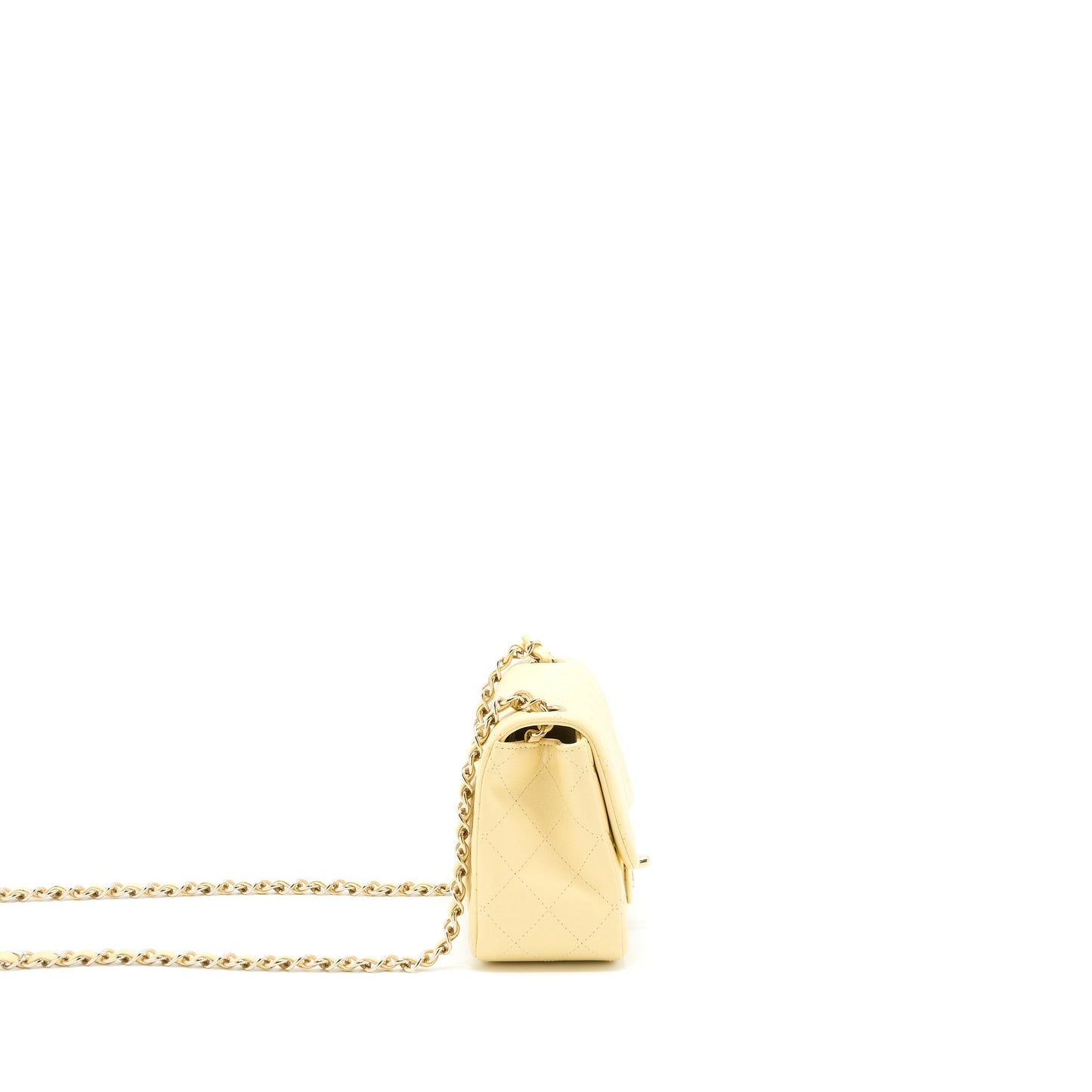 Chanel Mini Square Flap Bag Lambskin Light Yellow L