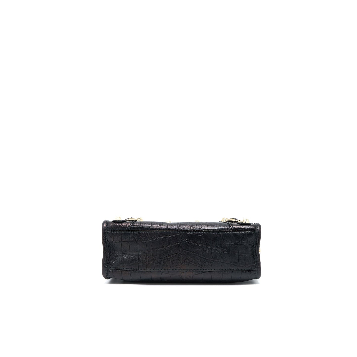 Balenciaga Mini City Crocodile-Embossed Calfskin Black