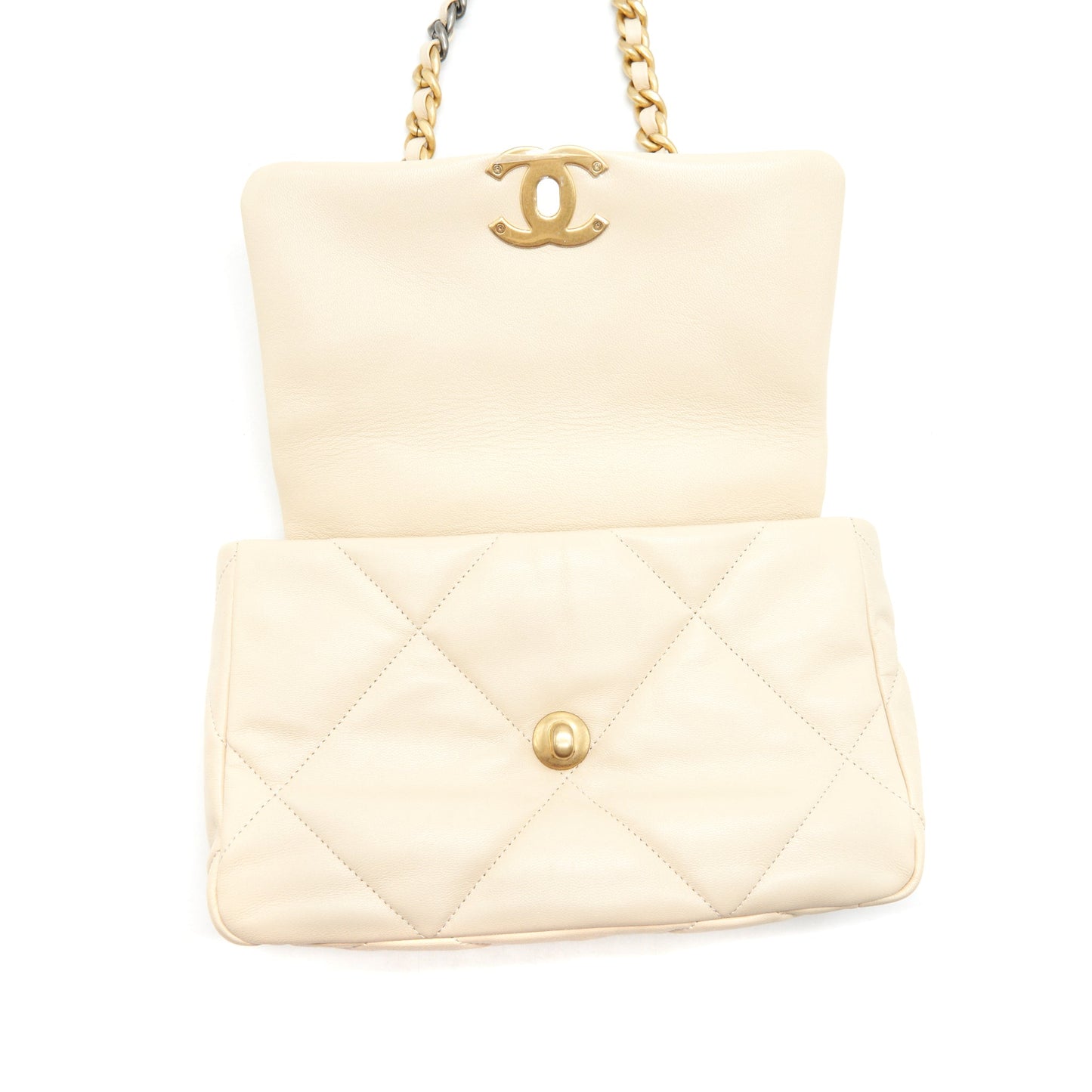 Chanel Small 19 Bag 19K Shiny Goatskin Beige