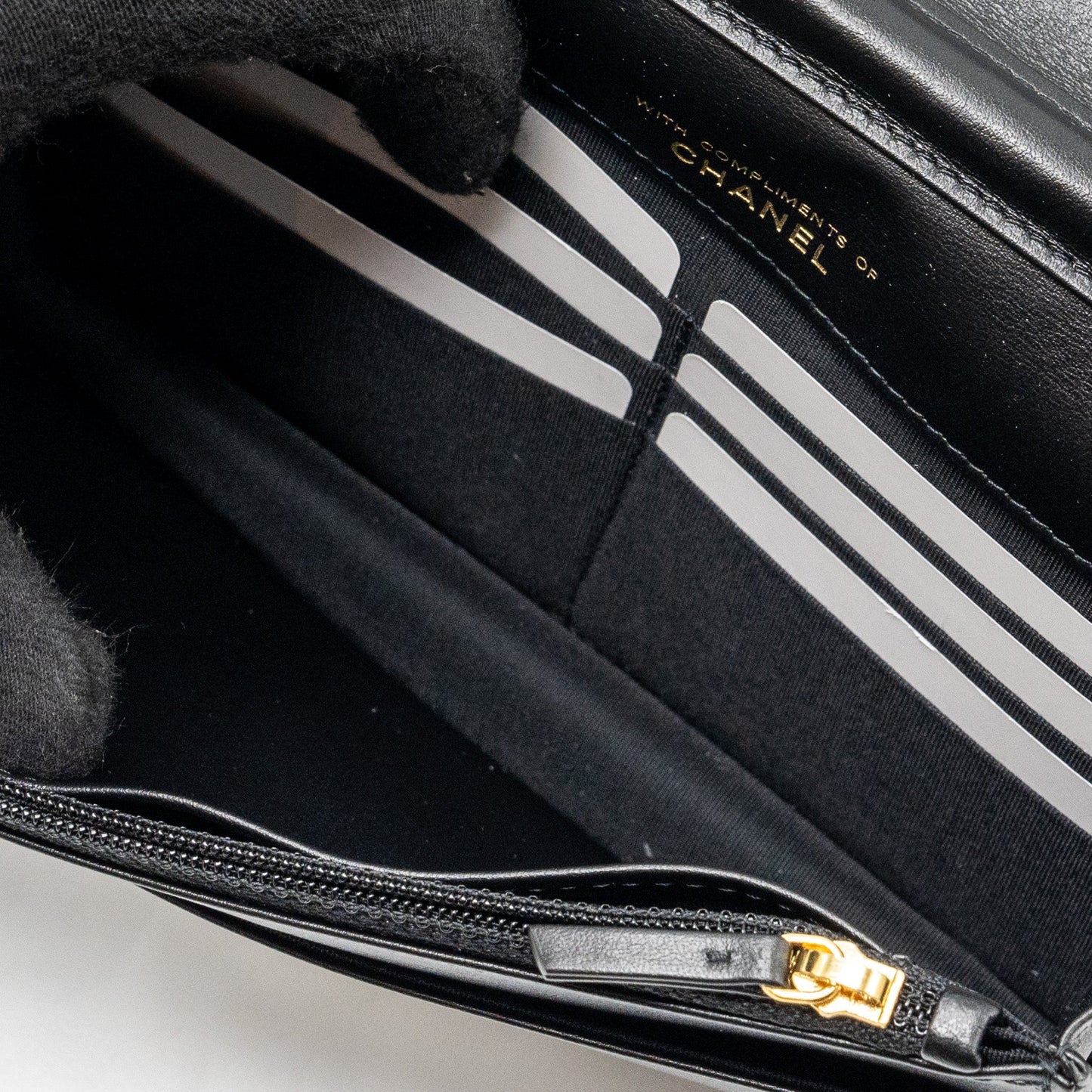 Chanel Quilted Wallet on Chain Shiny Calfskin Black  (Microchip)