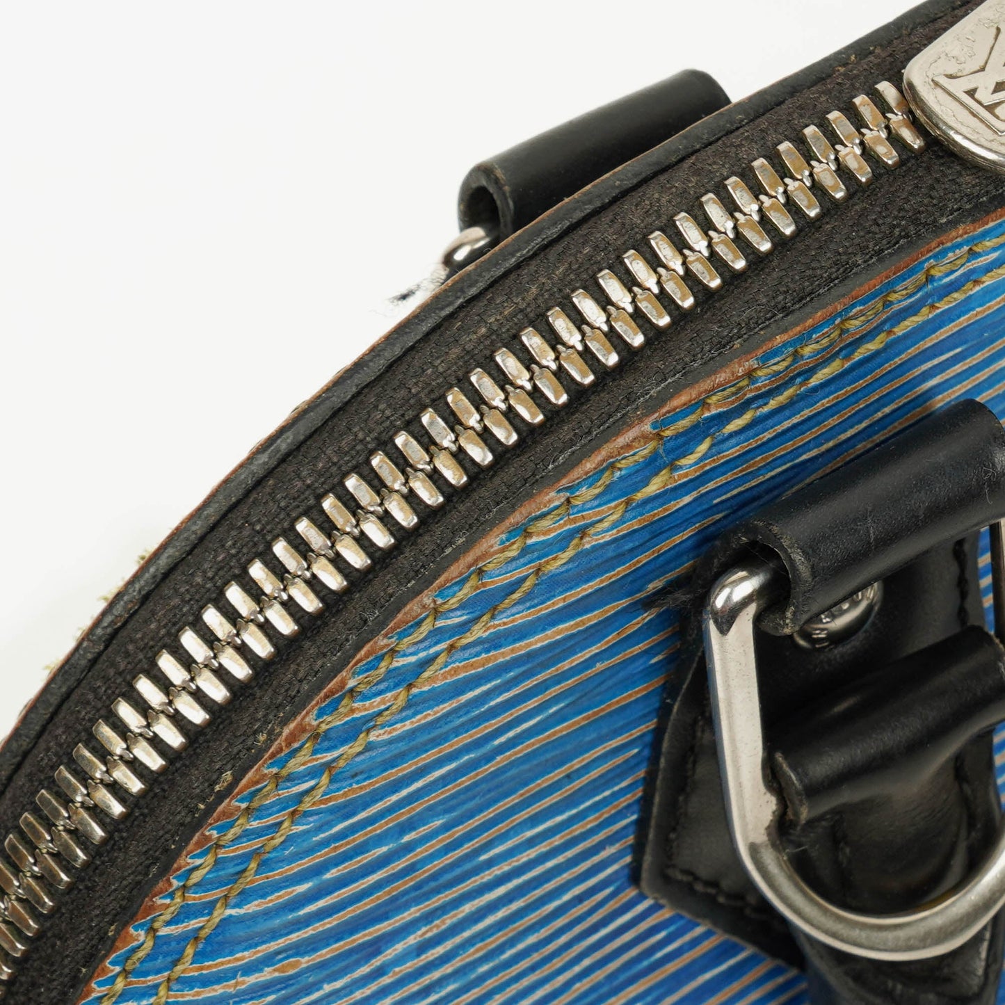 Louis Vuitton Alma BB Blue Denim EPI Leather Handbag
