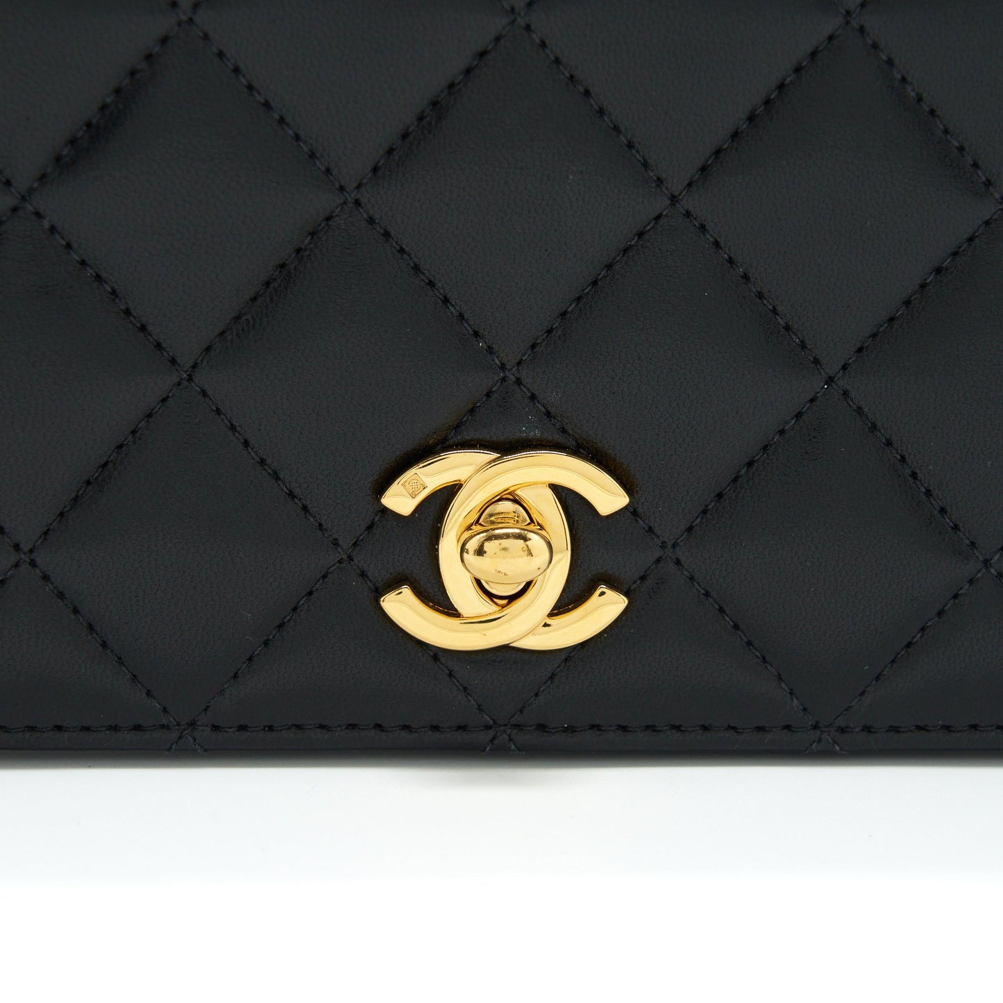 Chanel  Quilted Mini Flap Bag With Chain Lambskin Black