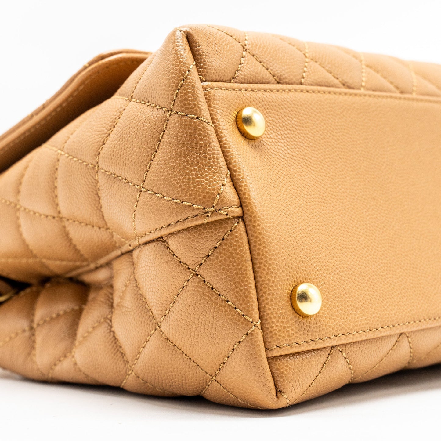 Chanel Medium Coco Handle Caviar Dark Beige  (microchip)