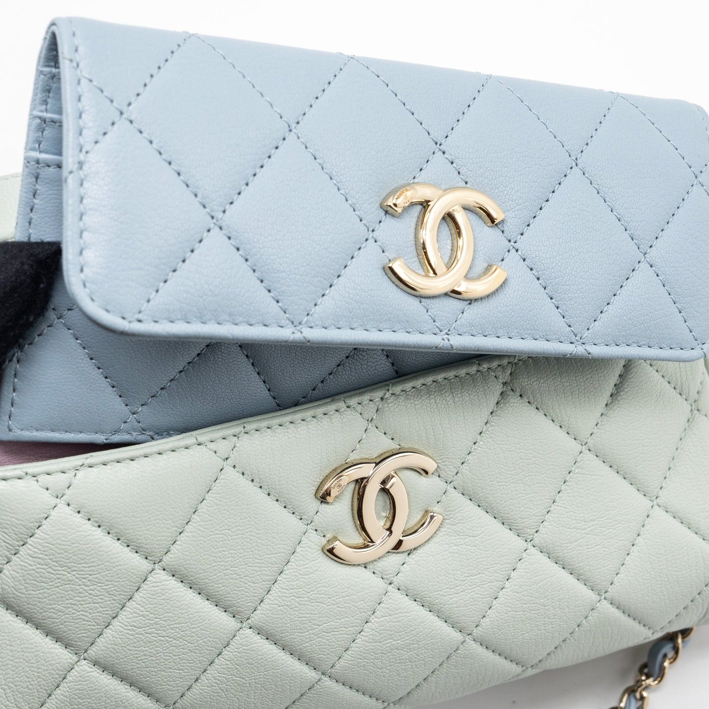 Chanel small camera bag goatskin multicolor green / blue / pink L