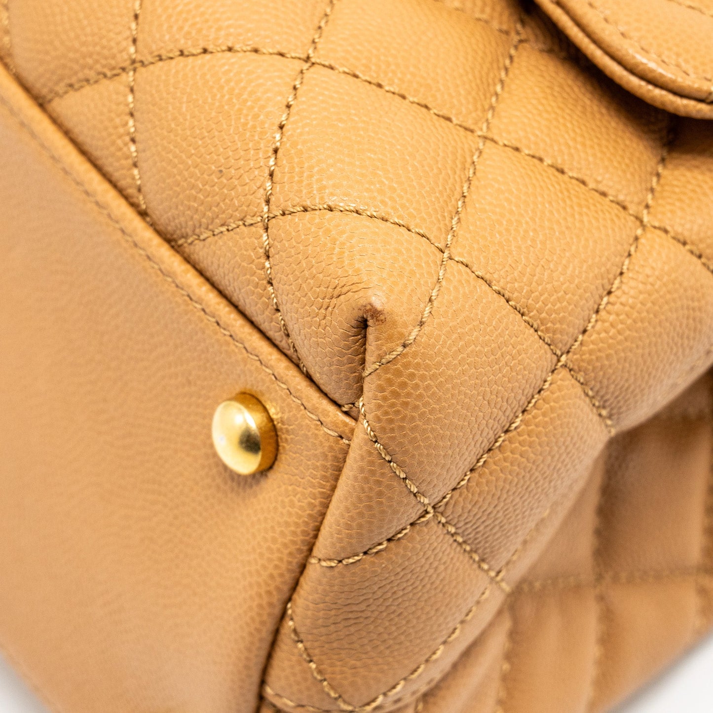 Chanel Medium Coco Handle Caviar Dark Beige  (microchip)