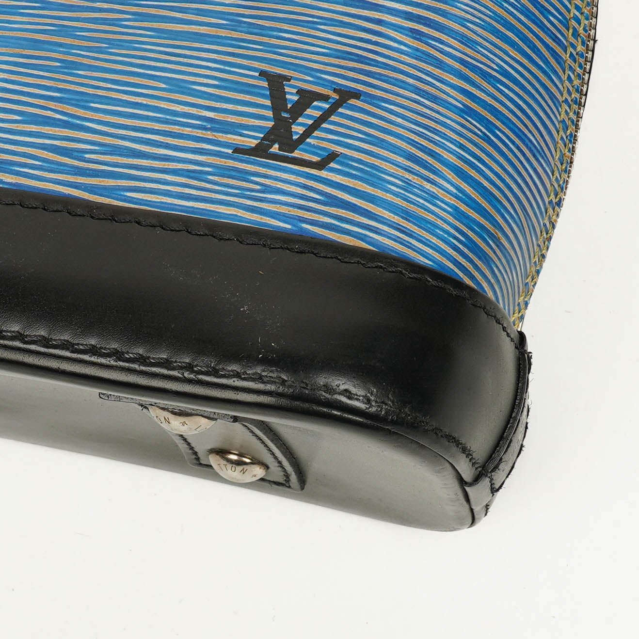 Louis Vuitton Alma BB Blue Denim EPI Leather Handbag