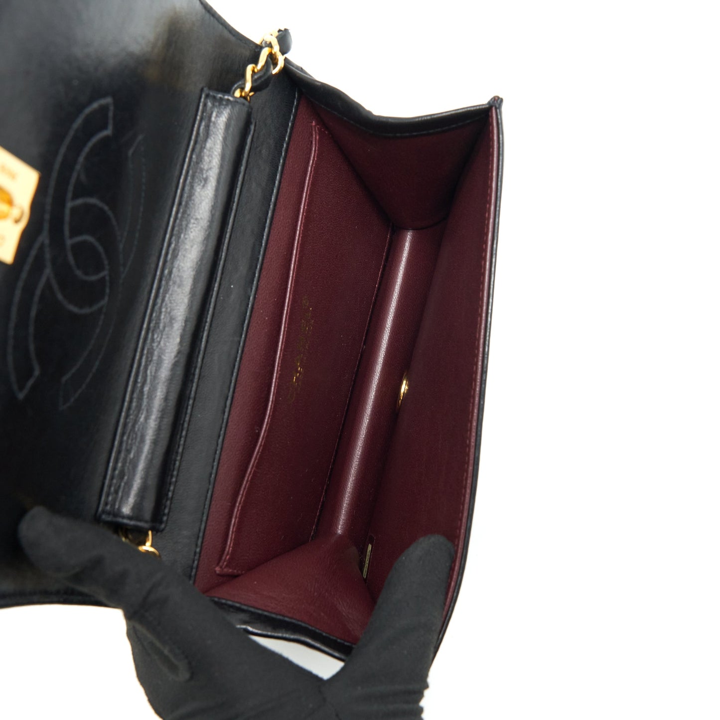 Chanel  Quilted Mini Flap Bag With Chain Lambskin Black