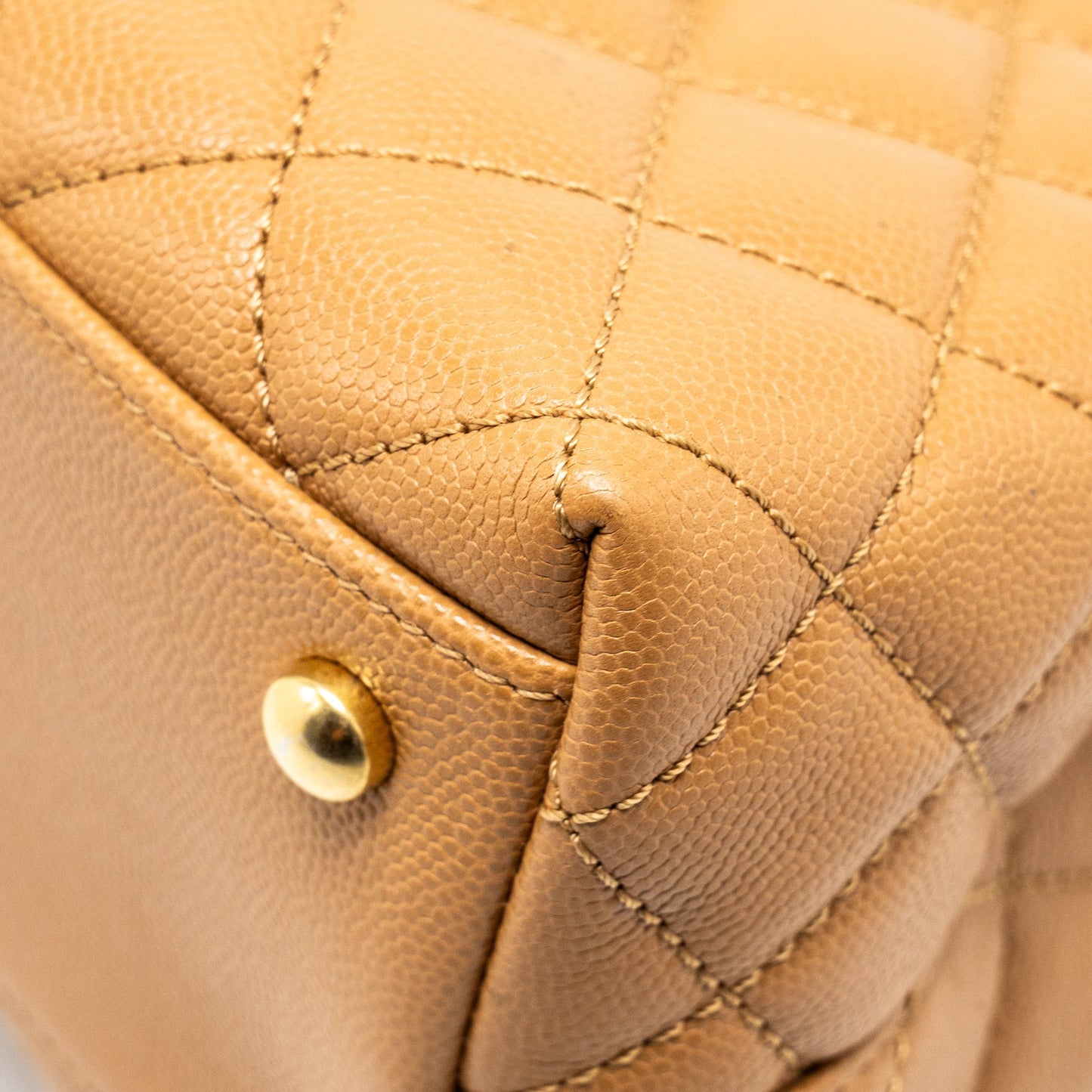 Chanel Medium Coco Handle Caviar Dark Beige  (microchip)