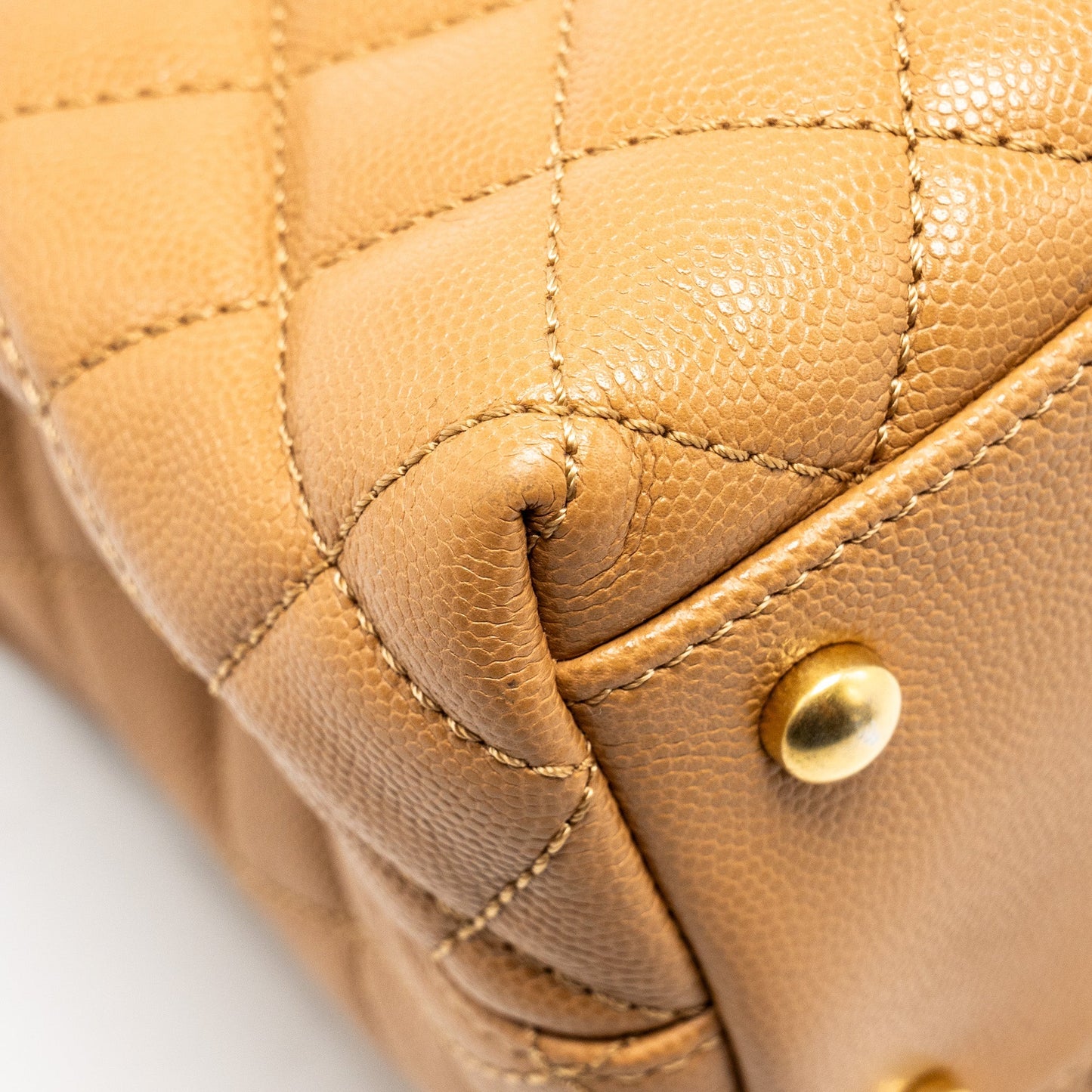 Chanel Medium Coco Handle Caviar Dark Beige  (microchip)