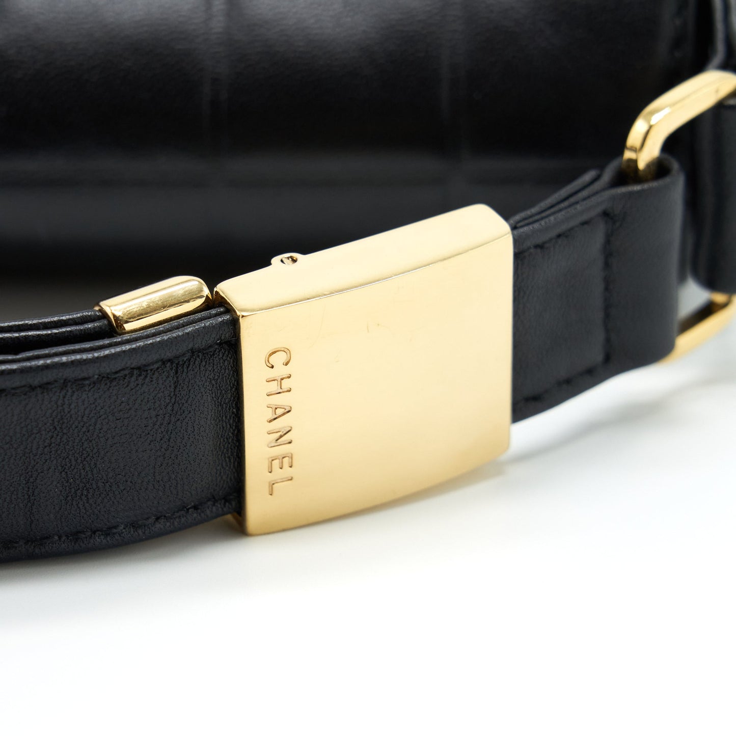 Chanel  Chocolate Bar Flap Shoulder Bag Lambskin Black