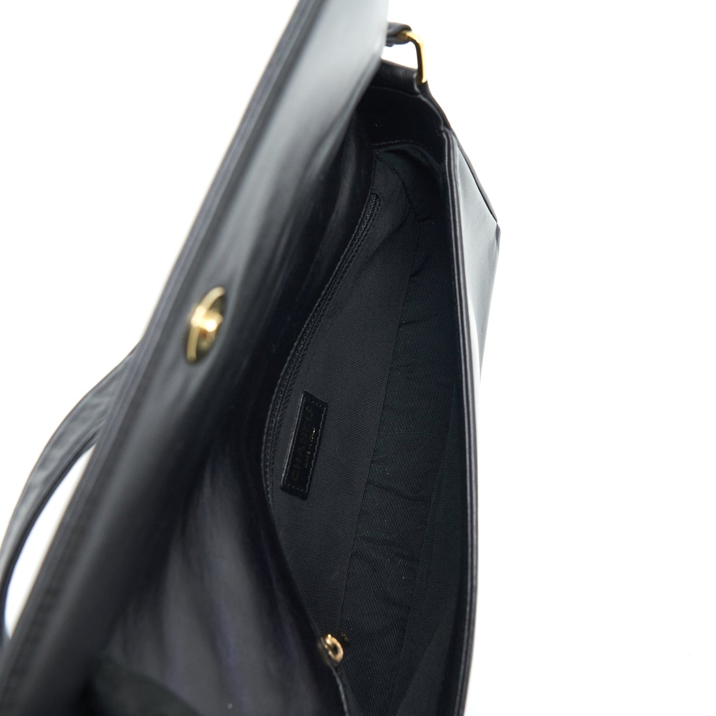 Chanel  Chocolate Bar Flap Shoulder Bag Lambskin Black