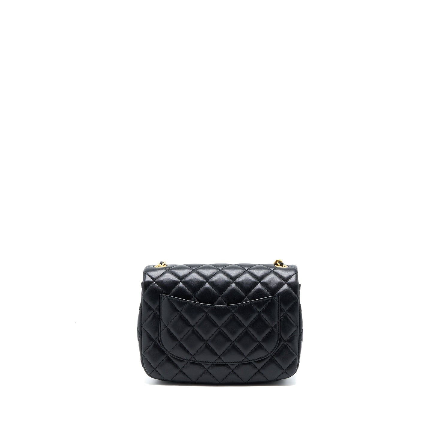 Chanel 22K Coco Chain Quilted Flap Bag Lambskin Black Brushed  (Microchip)