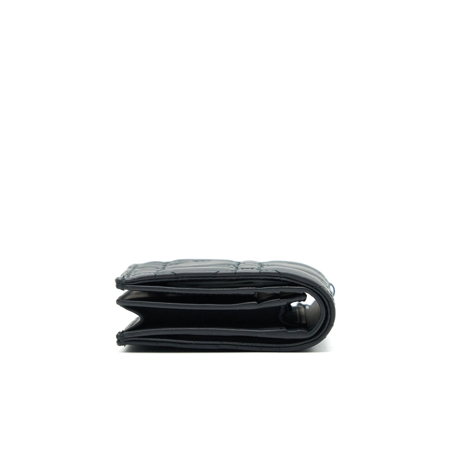 Christian Dior Ultra Matte Black Cannage Quilted Leather Lady Dior Card Holder