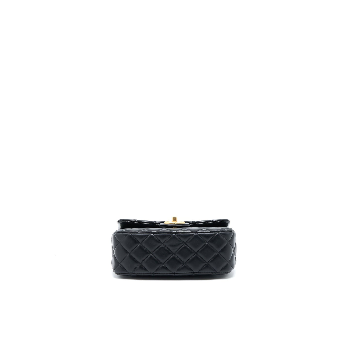 Chanel 22K Coco Chain Quilted Flap Bag Lambskin Black Brushed  (Microchip)