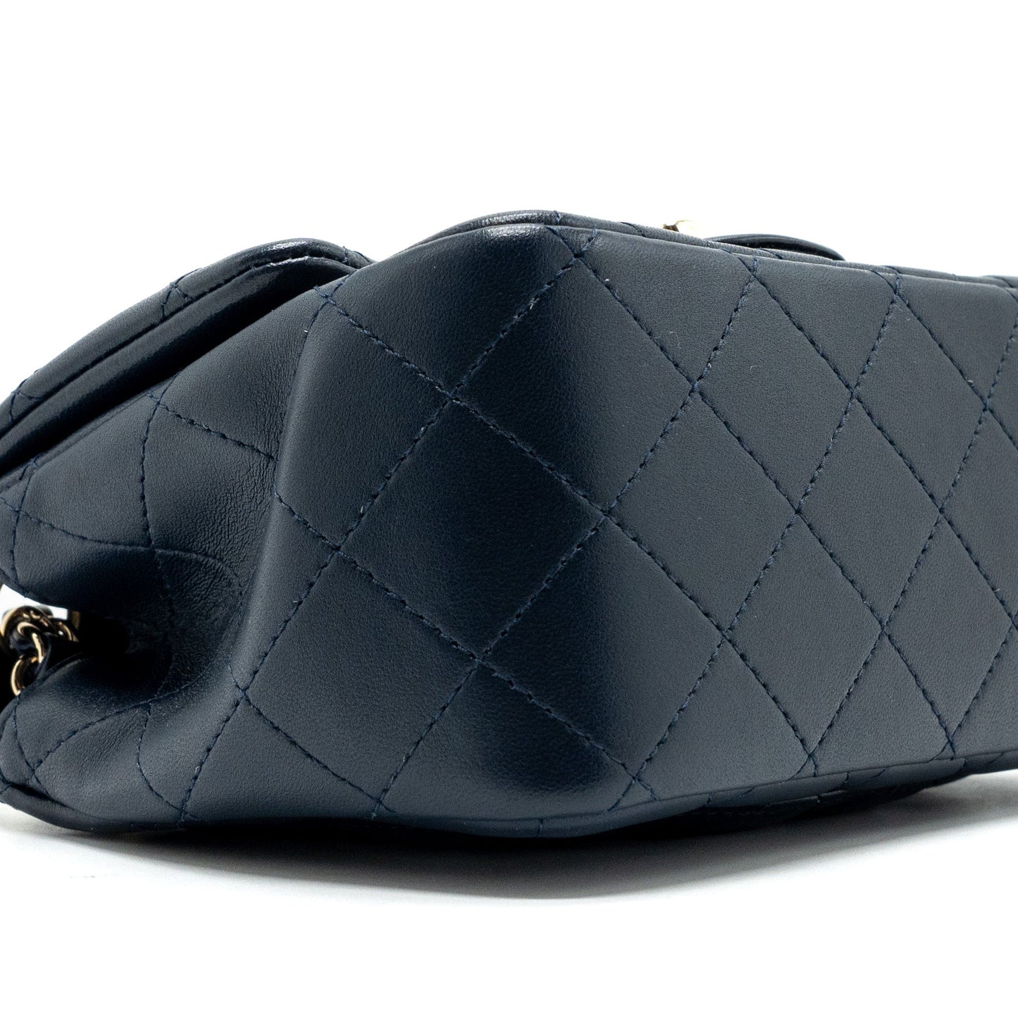 Chanel Classic Mini Square Flap Bag Lambskin Dark Blue L