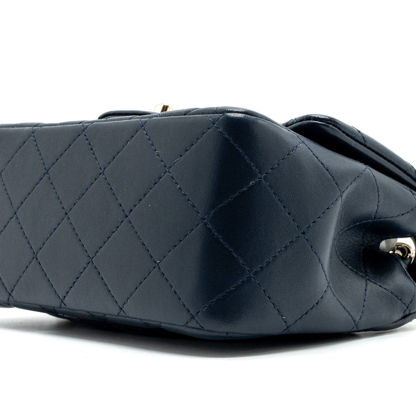 Chanel Classic Mini Square Flap Bag Lambskin Dark Blue L
