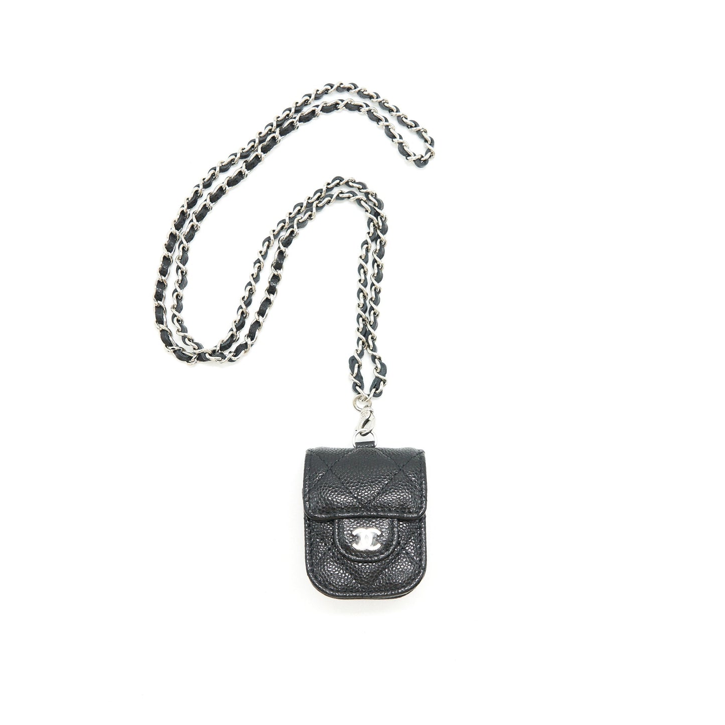 Chanel AirPods Case With Chain Caviar Black