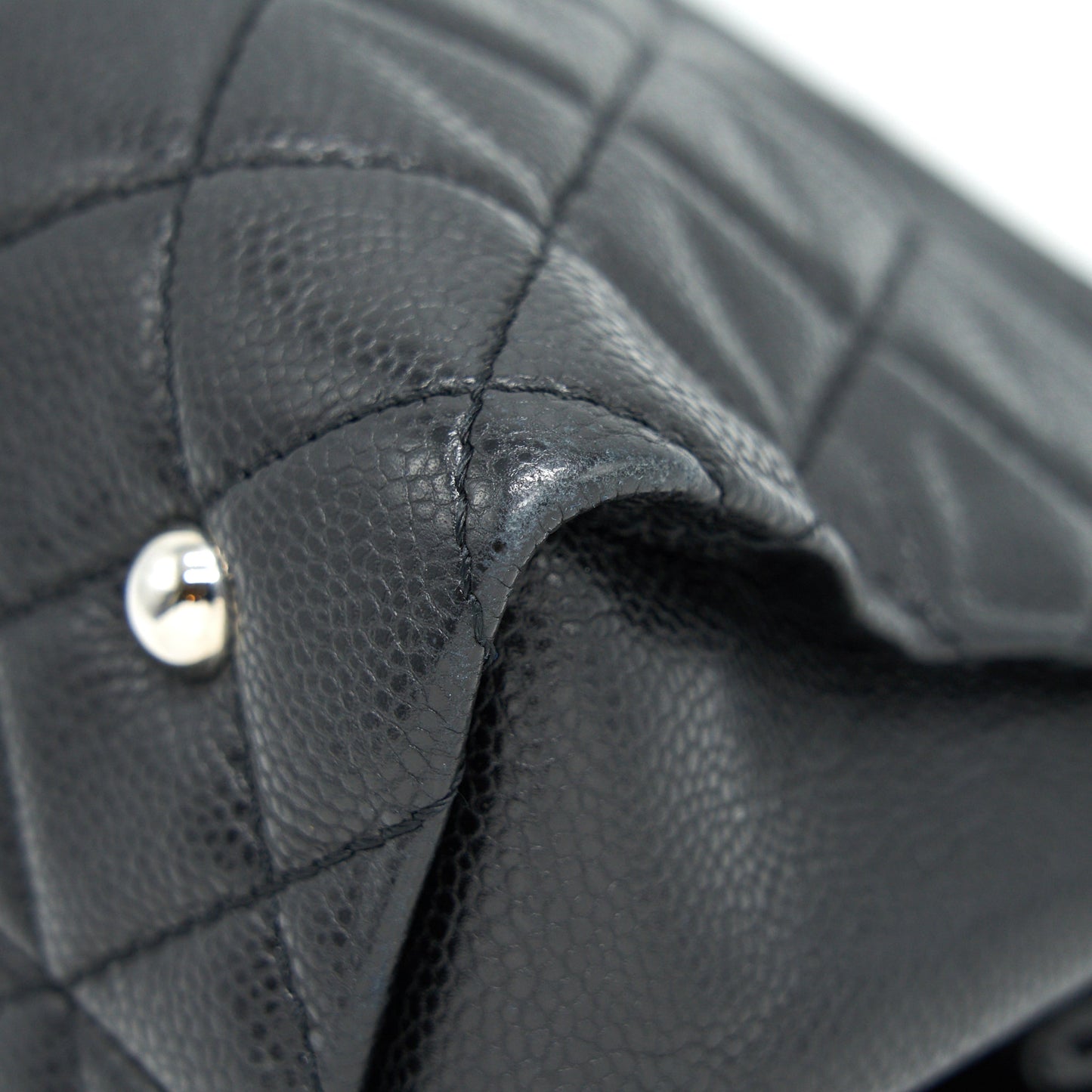 CHANEL QUILTED LEATHER TOTE BAG WITH CHAIN IN CARVIAR BLACK