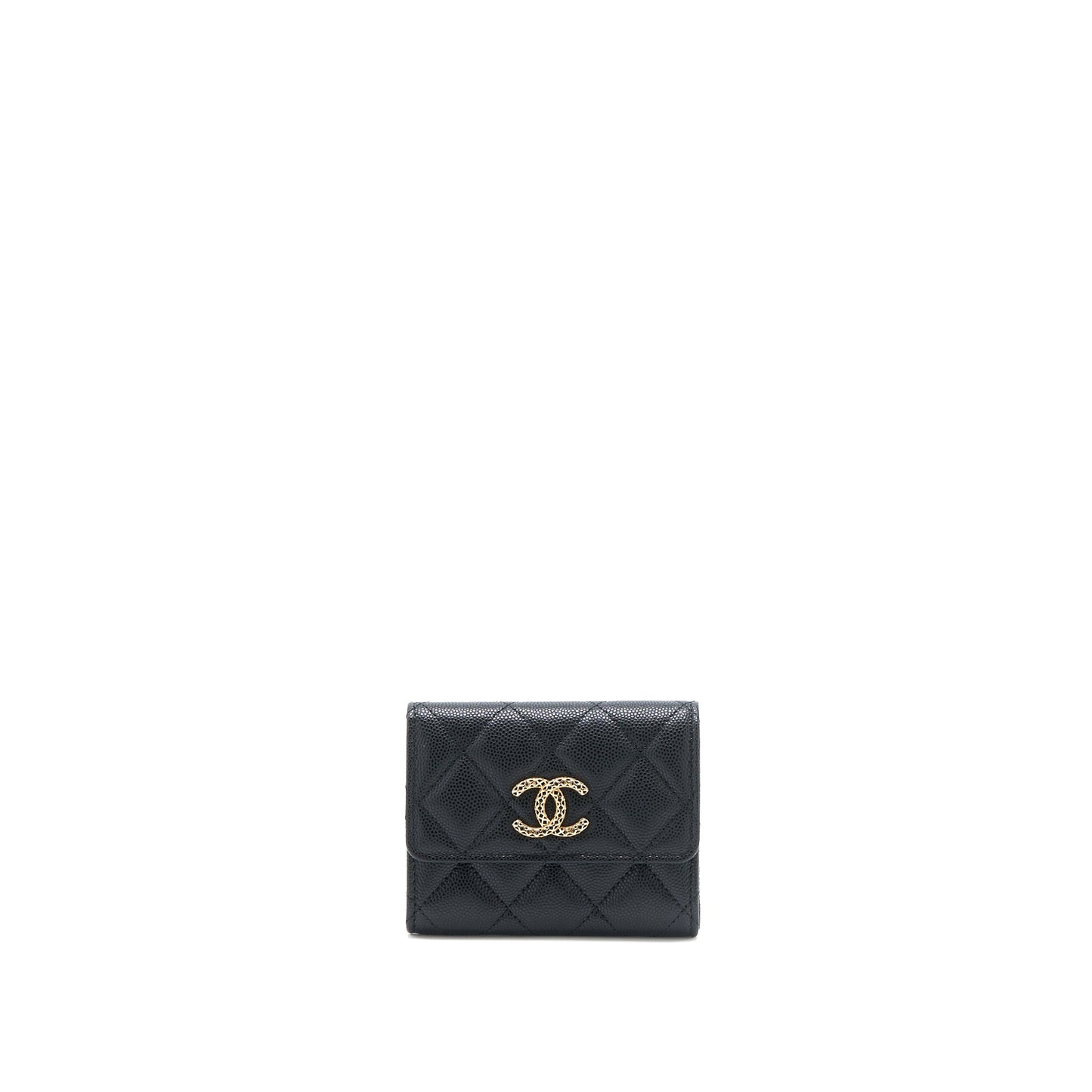 Chanel 23P Detailed CC logo Flap Card Holder Caviar Black L (Microchip)