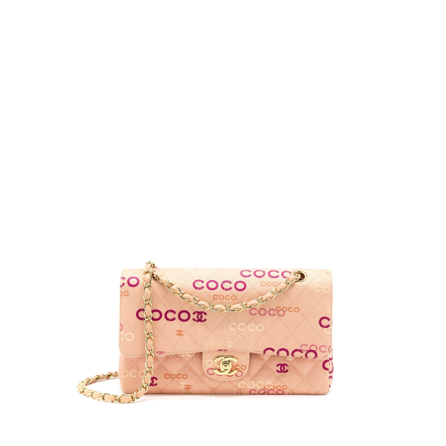 Chanel  Coco Medium Classic Flap Bag Fabric Pink