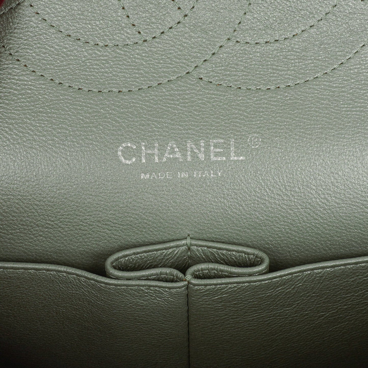 Chanel Classic Metallic Green Quilted Lambskin Jumbo Double Flap Bag
