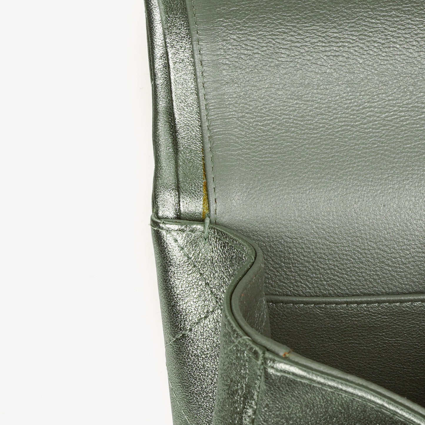 Chanel Classic Metallic Green Quilted Lambskin Jumbo Double Flap Bag