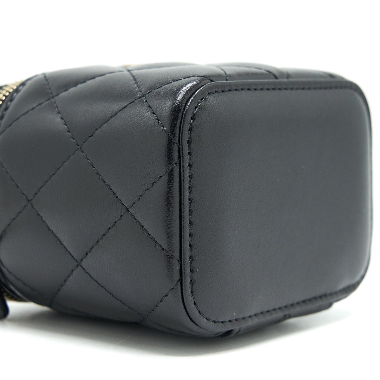 Chanel Small Handle Vanity With Chain  Lambskin Black