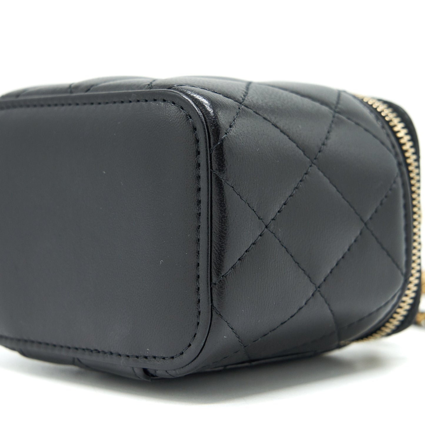Chanel Small Handle Vanity With Chain  Lambskin Black