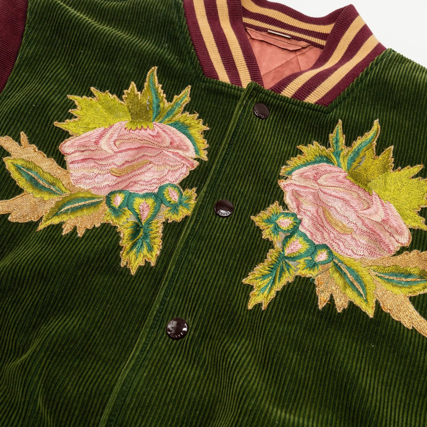 GUCCI Size 48 Embroidered Corduroy ?Modern Future? Bomber Jacket Cotton Multicolour