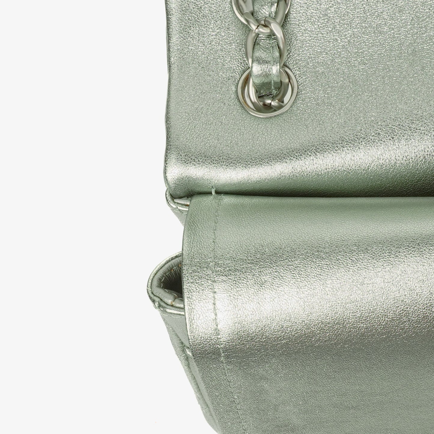 Chanel Classic Metallic Green Quilted Lambskin Jumbo Double Flap Bag