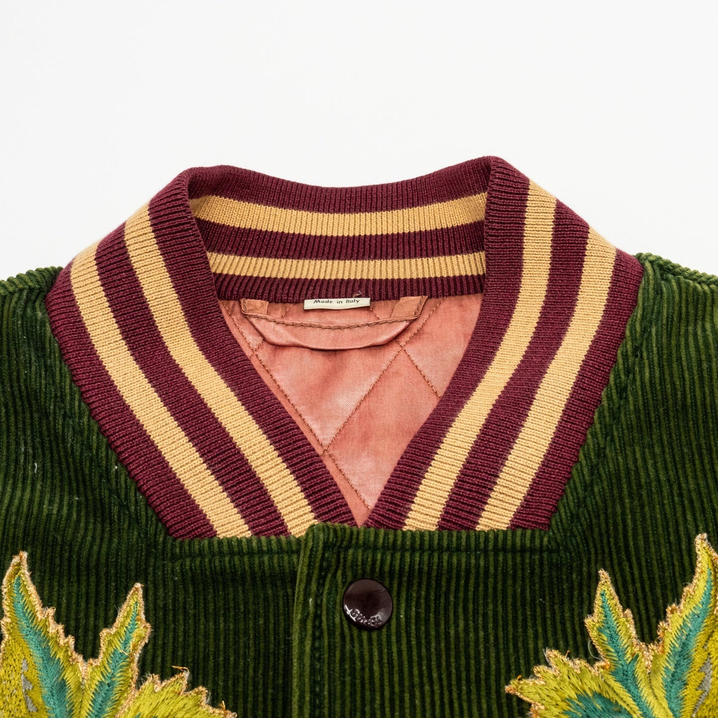 GUCCI Size 48 Embroidered Corduroy ?Modern Future? Bomber Jacket Cotton Multicolour