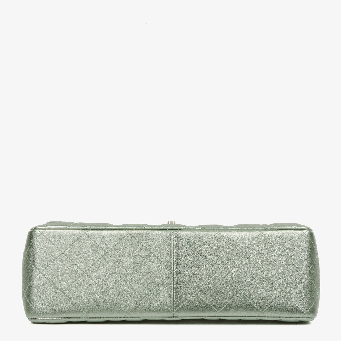 Chanel Classic Metallic Green Quilted Lambskin Jumbo Double Flap Bag