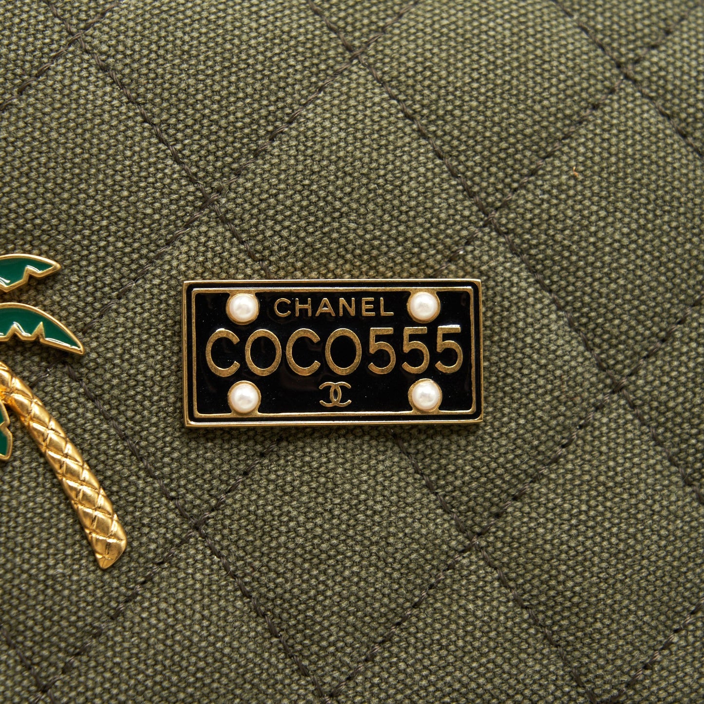 Chanel Cuba Charms classic double flap Bag canvas Green