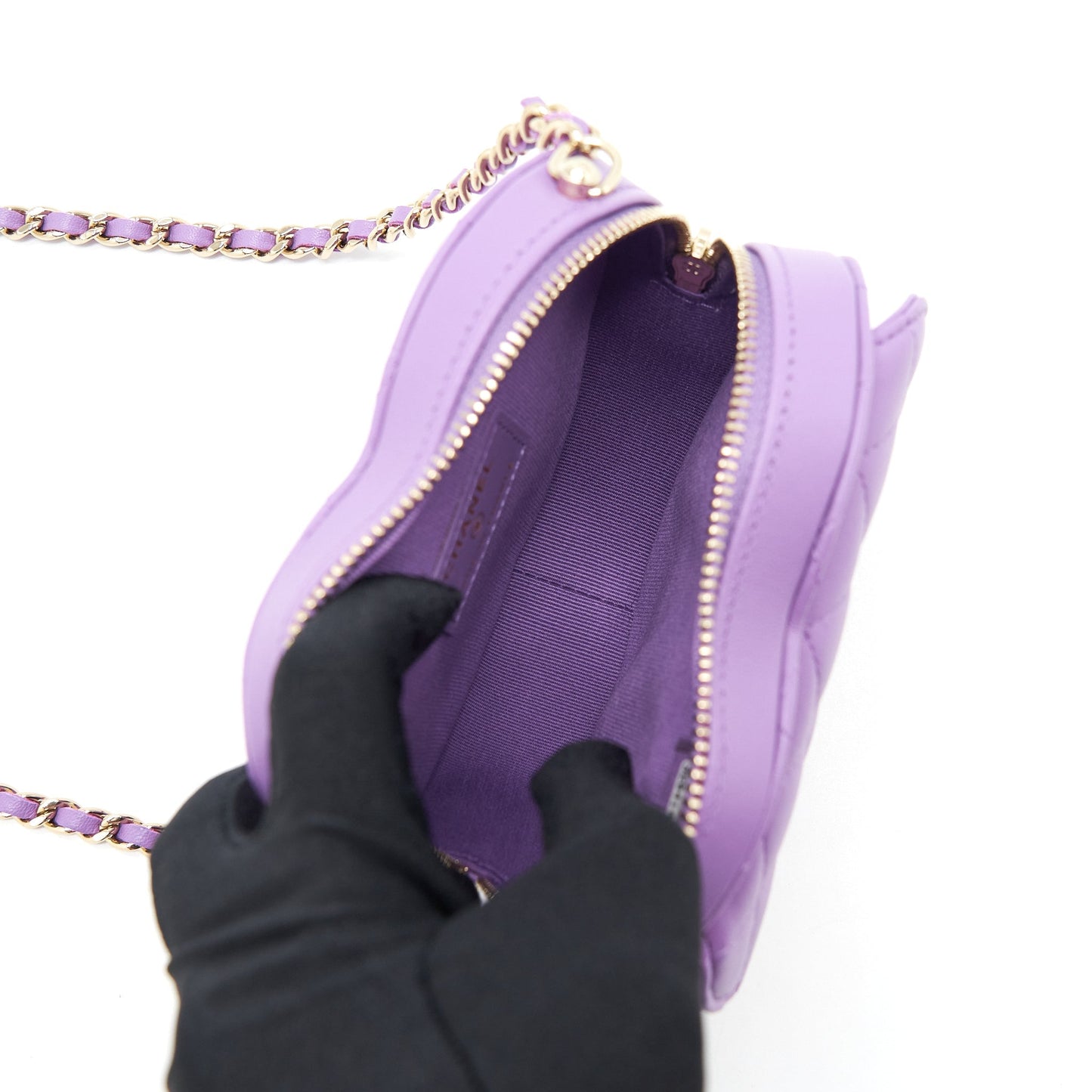 Chanel 22S Small Heart Bag Lambskin Purple L