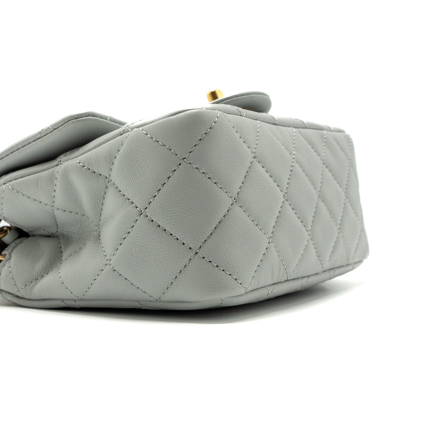 Chanel 23C pearl crush mini square flap bag lambskin grey  (microchip)