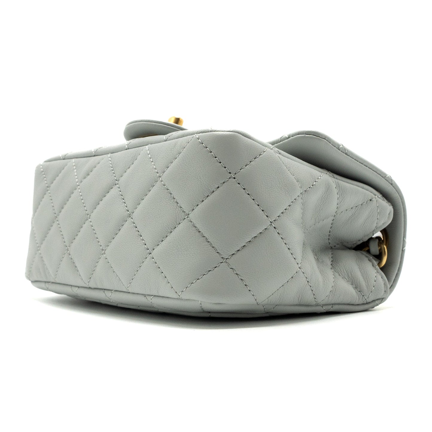 Chanel 23C pearl crush mini square flap bag lambskin grey  (microchip)