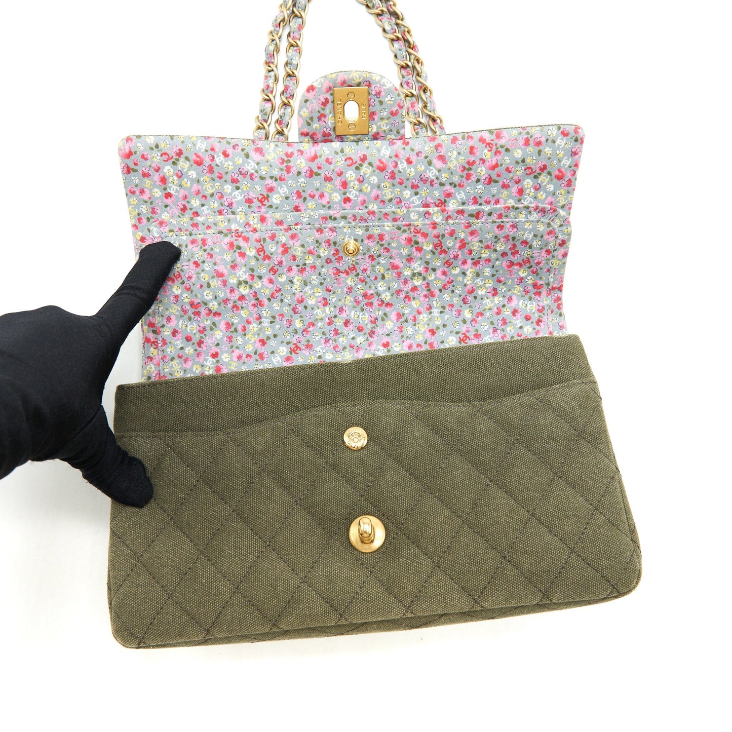 Chanel Cuba Charms classic double flap Bag canvas Green