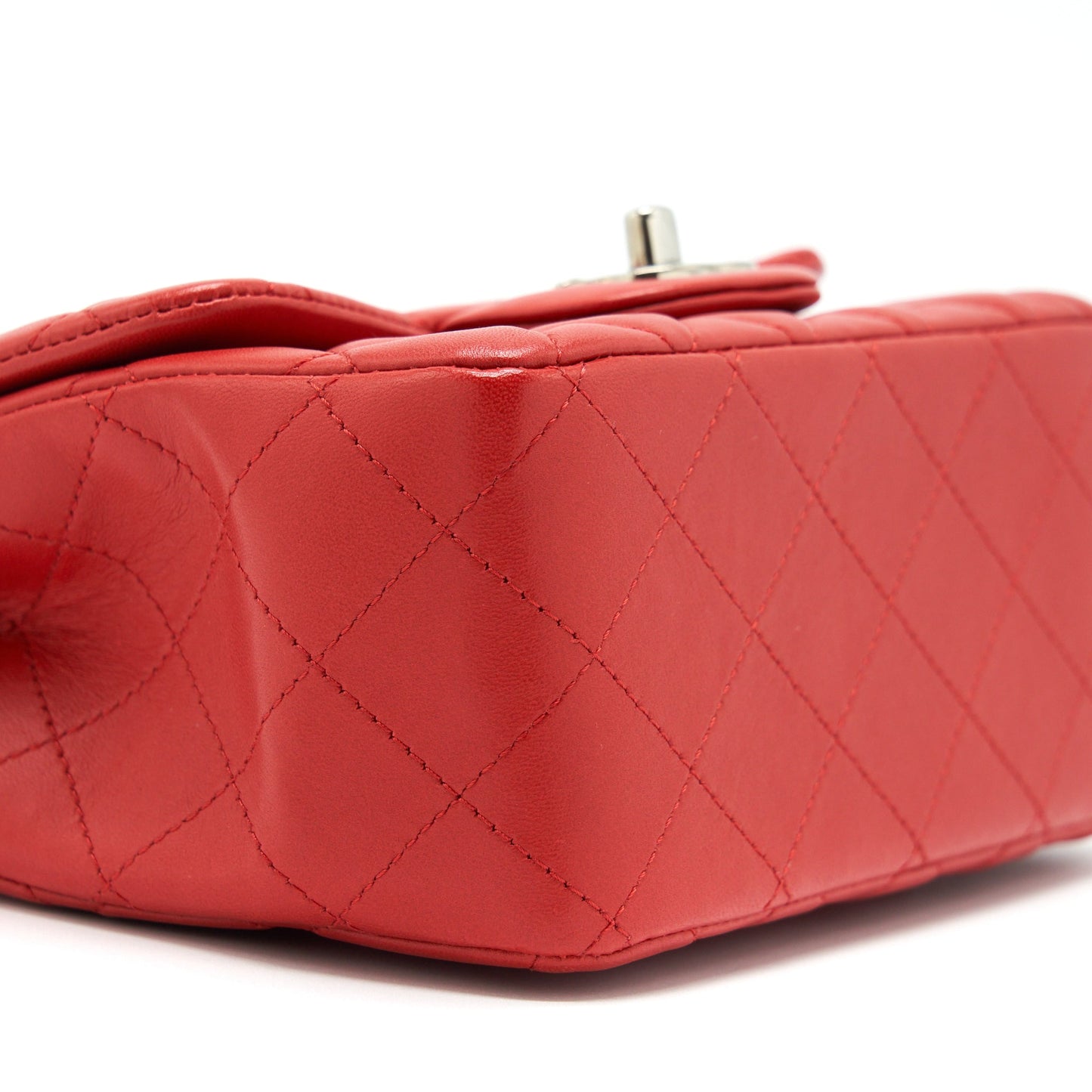 Chanel Mini Square Flap Bag Lambskin Red