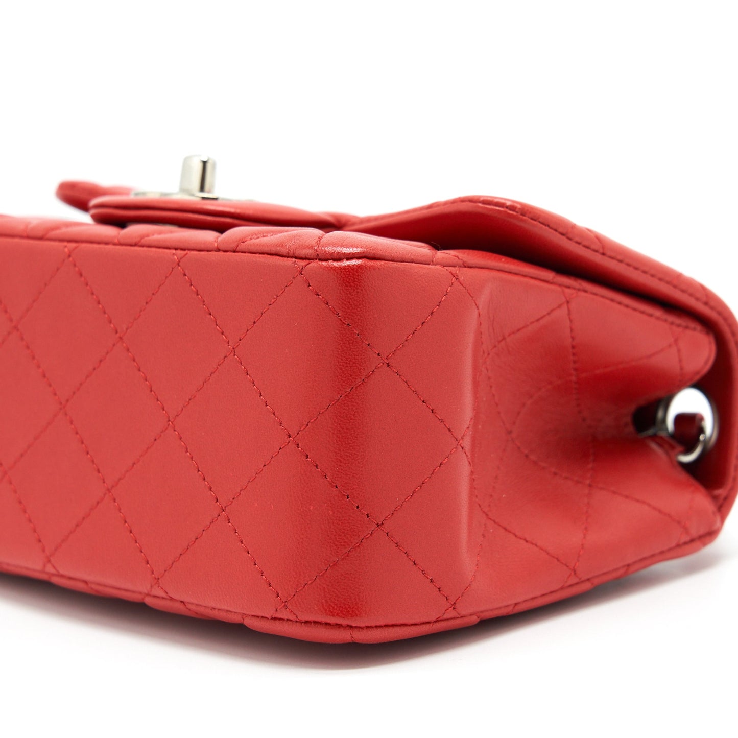 Chanel Mini Square Flap Bag Lambskin Red