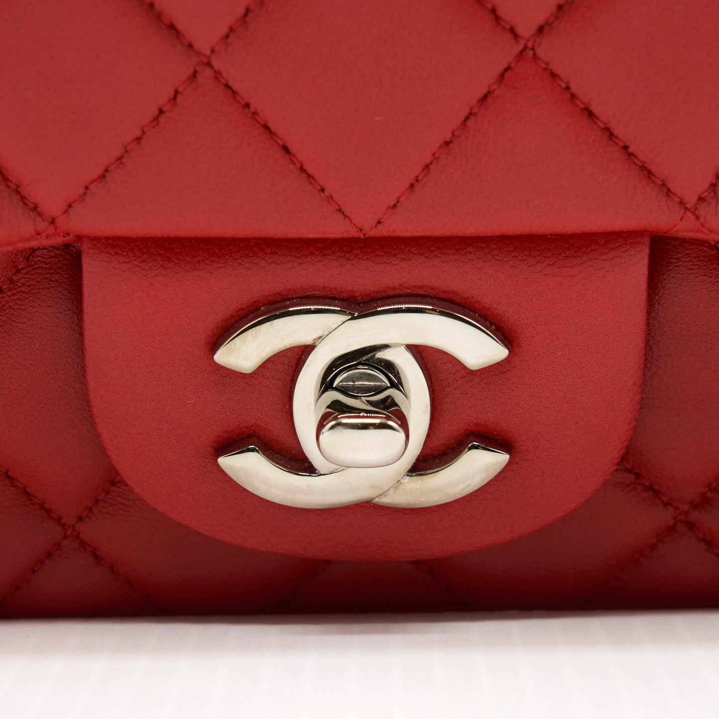 Chanel Mini Square Flap Bag Lambskin Red