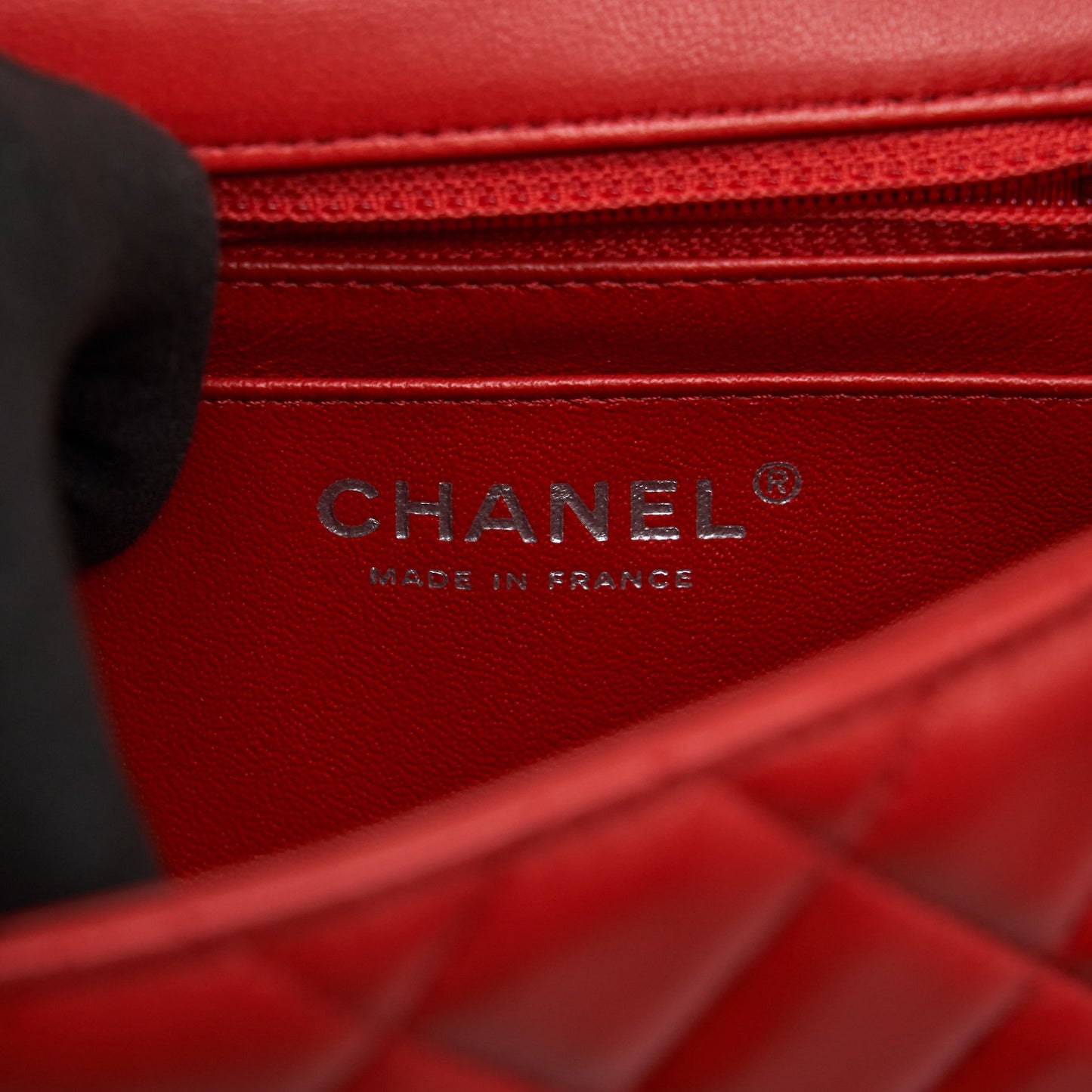 Chanel Mini Square Flap Bag Lambskin Red